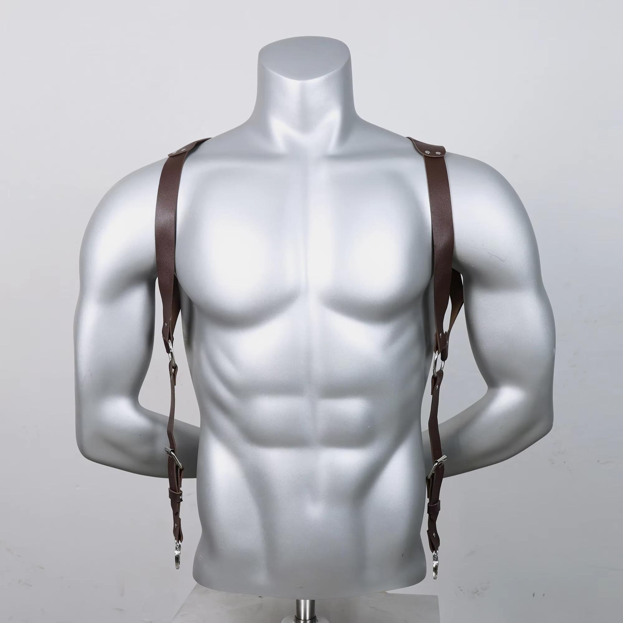 

Fashion Men s Suspenders, PU Leather Texture, Gothic Style Body Shaping, Easy to Pair with Jeans, Daily Essential