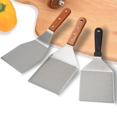 Grande Pala Quadrata in Acciaio Inossidabile con Manico in Legno – Pala per Cucinare, Bistecca e Pancake