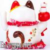 EnergyPower Electric Maneki Neko White Porcelain Large Premium Model with Cushion Porcelain Maneki Neko Handmade Cutely Beckons Cat Cat Cat For