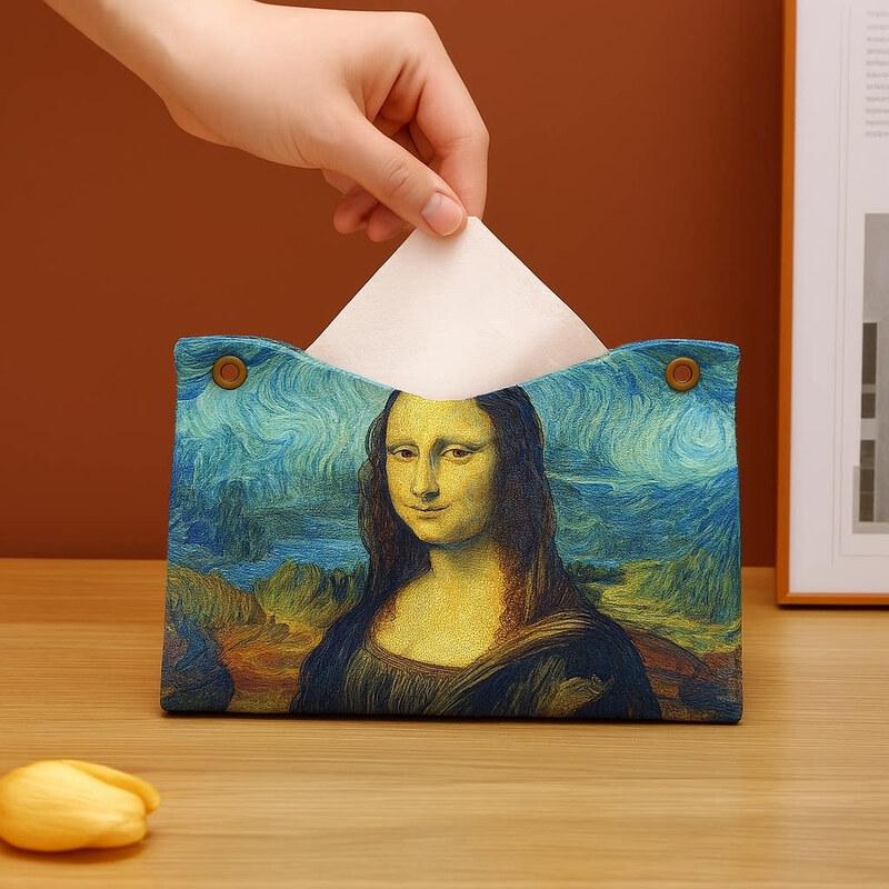 LIEI Rose Oil Painting Waterproof Leather Tissue Box