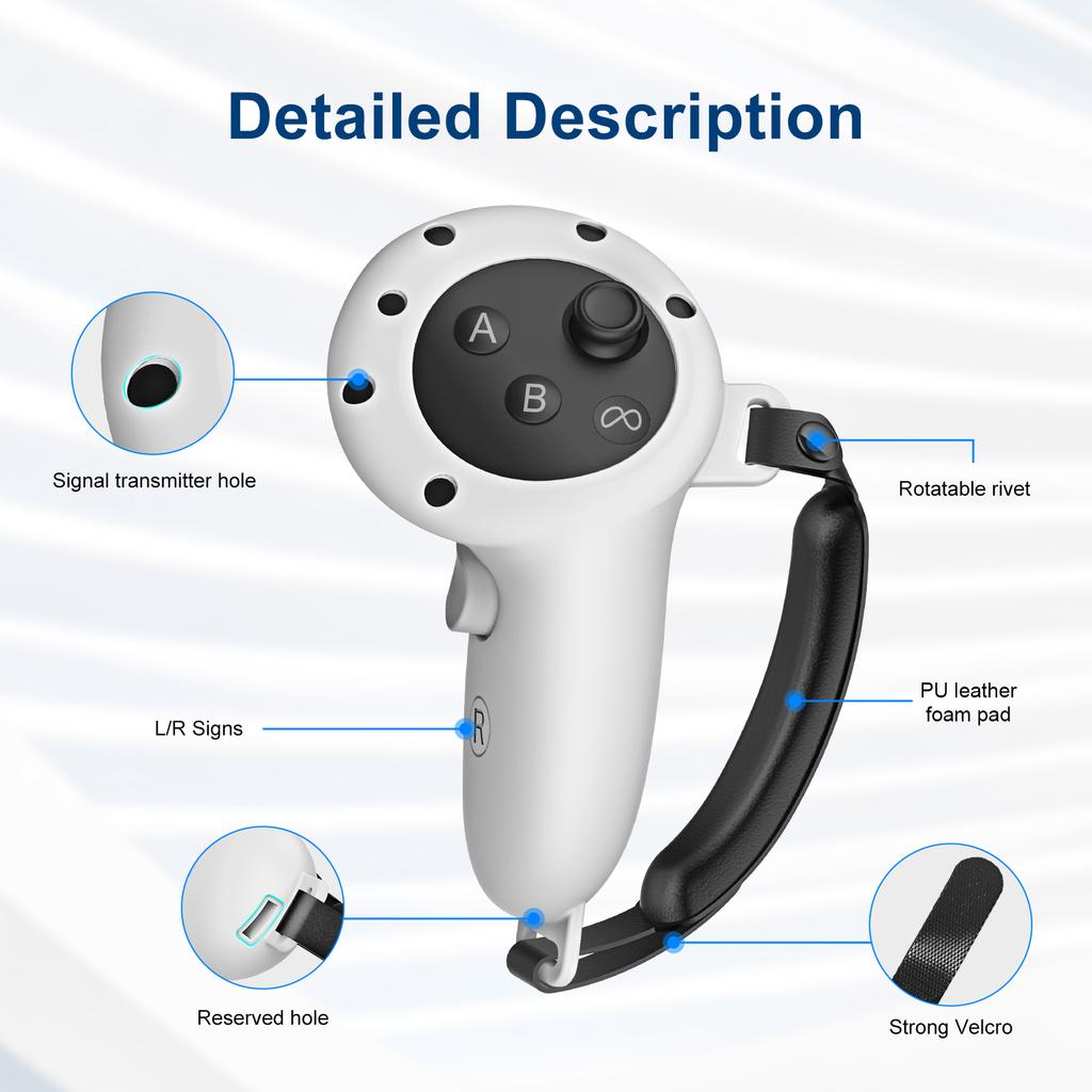 Coperture in Silicone per Controller + Impugnature per Meta Quest 3S, 3 | Grigio
