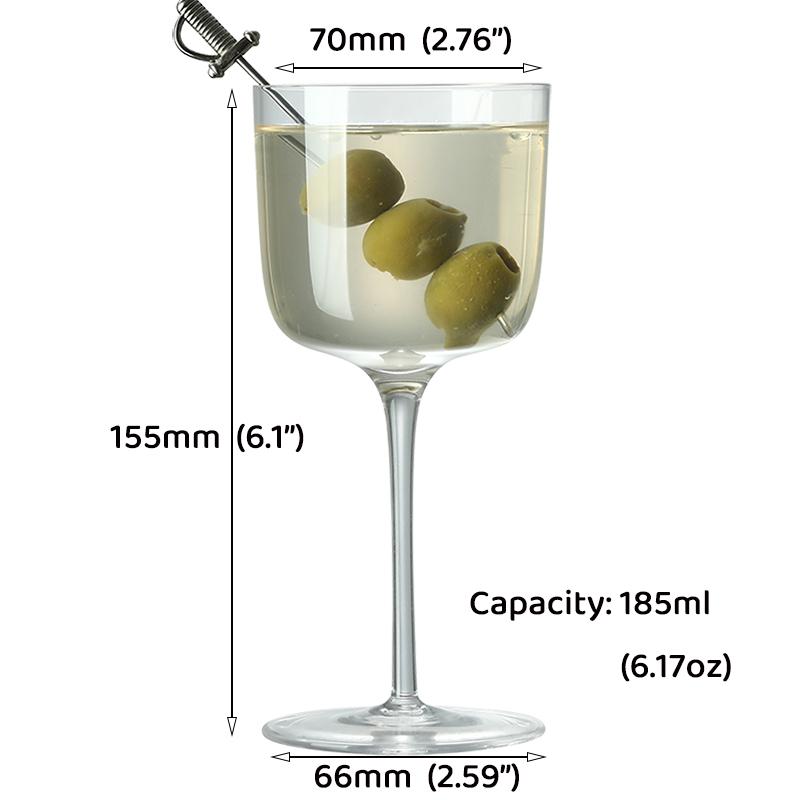 Nick und Nora Cocktailgläser, 185ml Handgeblasenes Martini-Glas Set aus 4