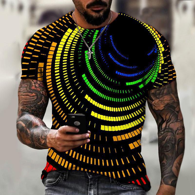 Fashion Technological Geometry Graphics T Shirts Summer Simple Short Sleeve Cool 3D Printed T-shirts Trend Casual Loose Tees