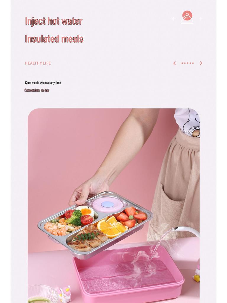 Creative Cartoon Portable Insulated Bento Lunch Box for Students - Reusable and Compartmentalized, 304 Stainless Steel.