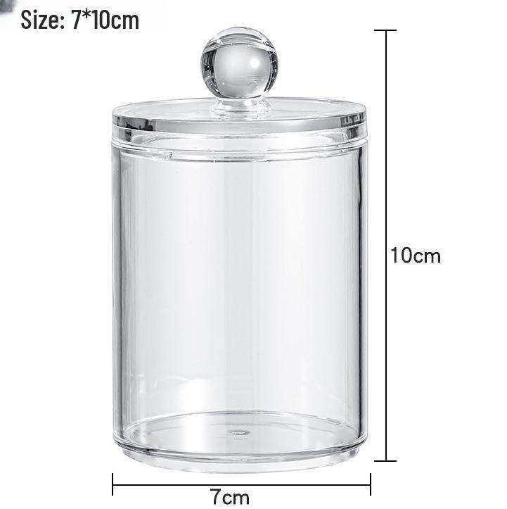 Suport transparent pentru bețișoare de bumbac cu model de diamant - capac din bambus, cutie rotundă portabilă pentru depozitarea cosmeticelor