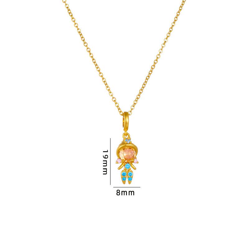 Sweet Exquisite Magic Fairy Elf Natural Rainbow Opal Zircon Pendant Necklace for Women Girl Fashion Lucky Charm Jewelry Gifts