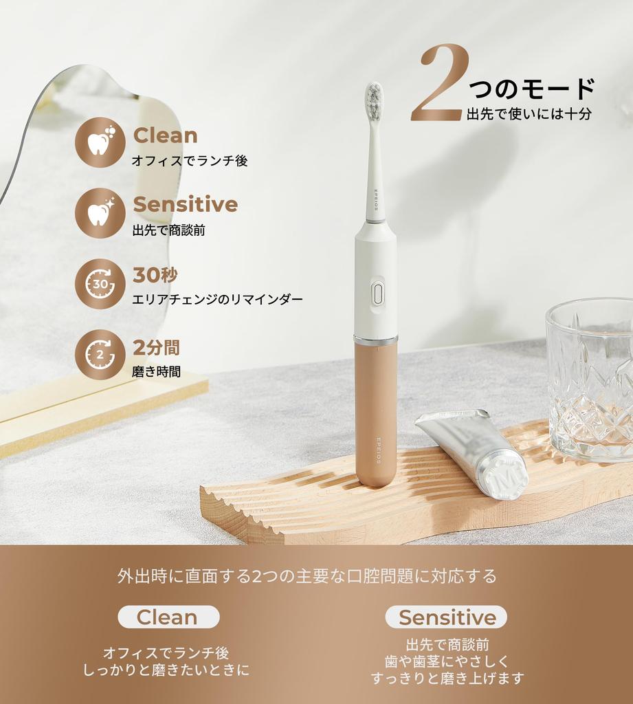 Epeios Sonic Electric Carrying Replacement Brush Perfect for GO Toothbrush, Portable, Case, Heads, 60-Day Use, Type-C Rechargeable, Travel, Gift,