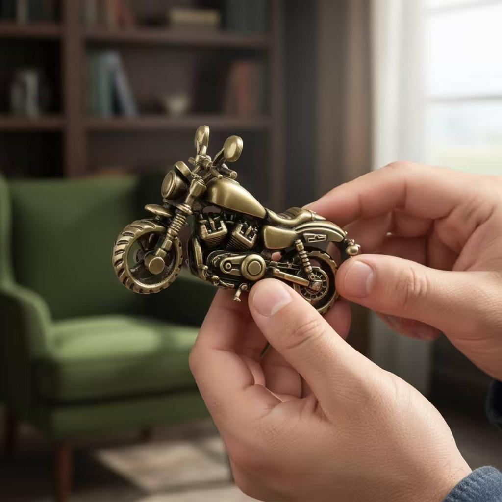 Motorcycle Figurine Metal Motorcycle Model Miniature Antique-Style Sculpture Mechanical for Collectors, Desk, Shelf
