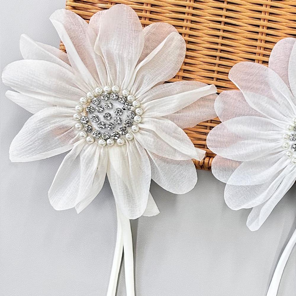 New Mesh Gauze Flower Appliques DIY Large Size 3D Clothing Applique Removable Wedding Dress Chest Flower Dress