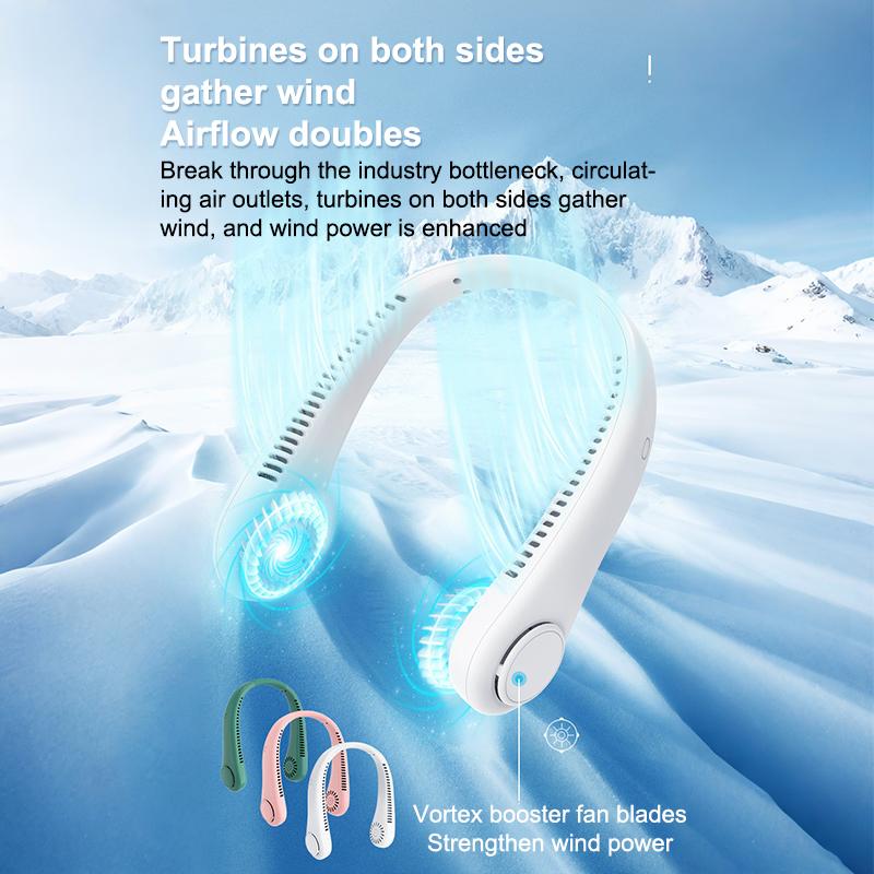 Portable Neck Fan 3 Speeds Mode Adjustable Stretchable Neck Fan Blow Air For Cooling Hand Free 4000Mah Rechargeable