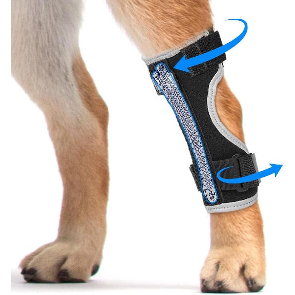 Supet Dog Leg Brace for Back Leg - Hock & Ankle Joint Support for Rear Legs with 2 Metal Springs, Anti-Slip Design & Reflective Trim for Sprain,