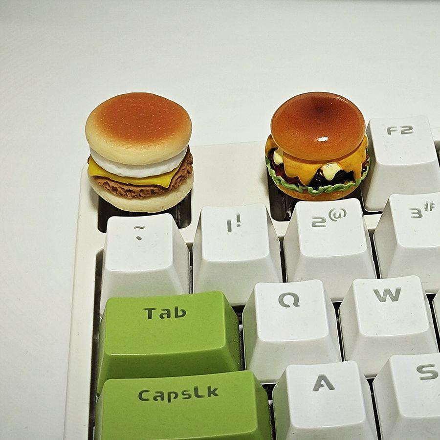 Handmade Creative Cross Cake Mechanical Keyboard Keycaps - Super Cute Hamburger Design