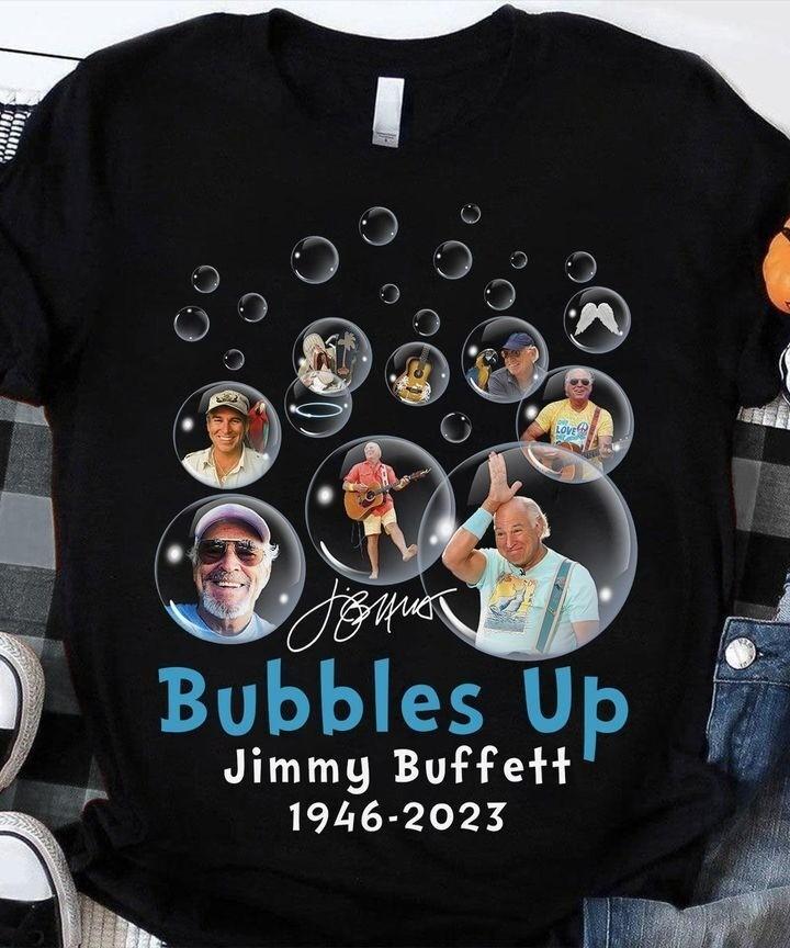 Rare Jimmy Buffett 1946 2023 Bubbles Up Thank You Memories Black 20D1229 Unisex T-Shirt XXXL