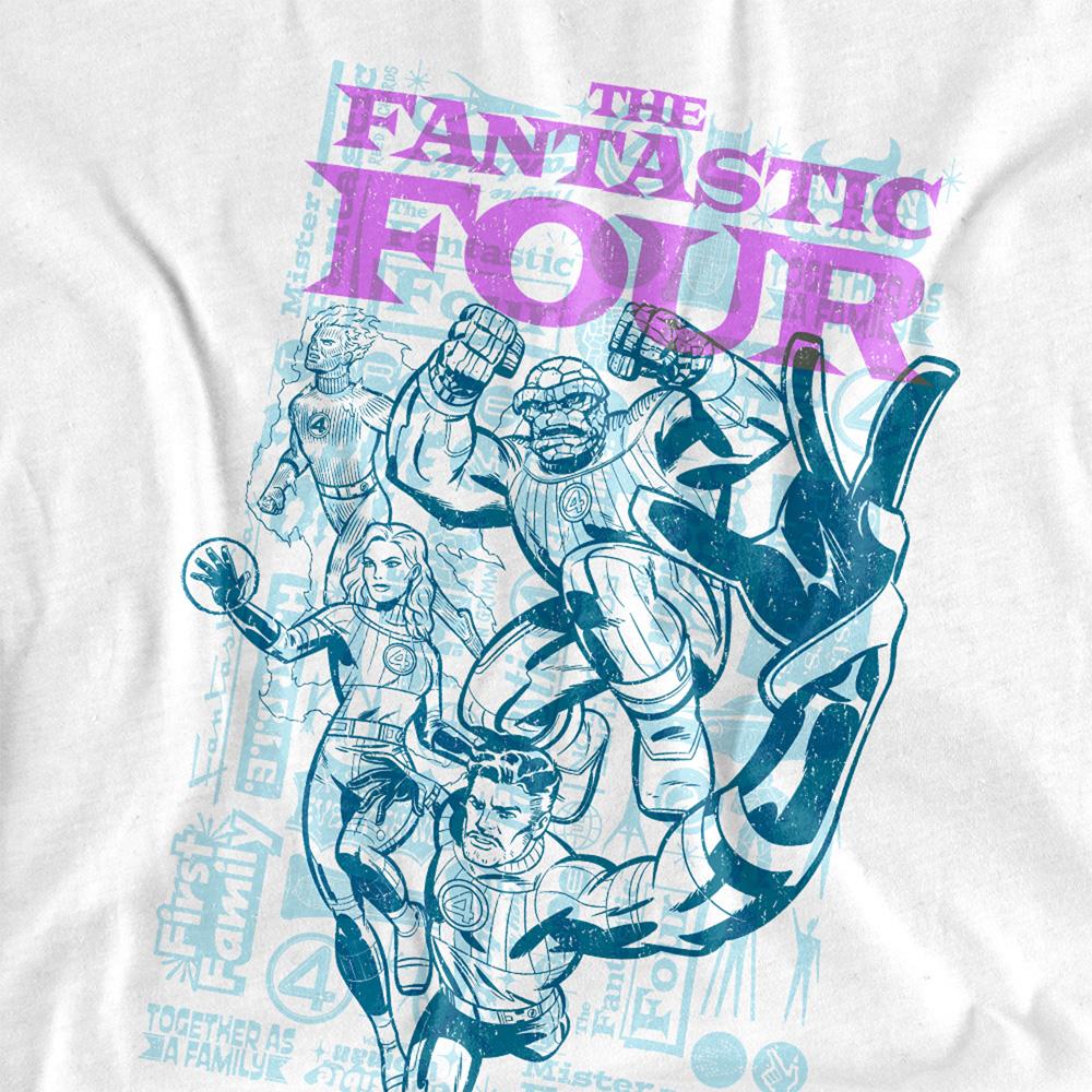 Fantastic Four Womens/Ladies Heroic First Family Line Art T-Shirt