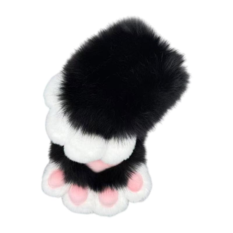 Faux Furs Animal Foxes Paws Mittens Halloween Cosplay Costume Accessories Cats Paws Gloves with Claws Fursuit Gift