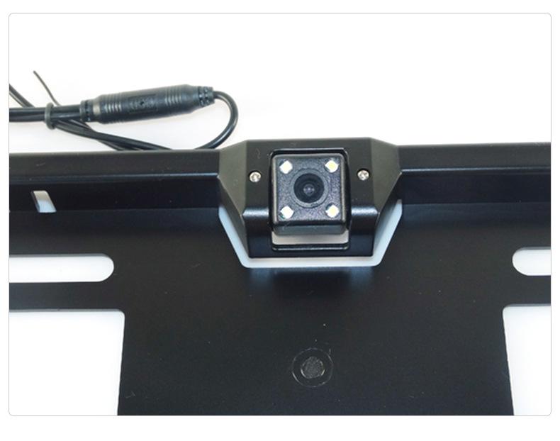 European License Plate Frame with 16 LED Lights and HD Rearview Camera