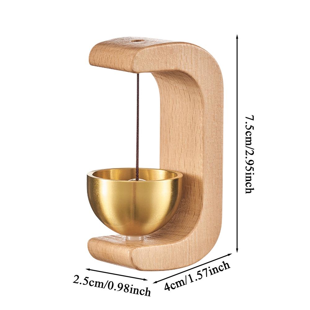 Wooden C Shaped Magnetic Brass Bell Wind Chime for Outdoors Door Bell Bells for Door Shopkeeper Bell Entry Chime Home Wind Bell