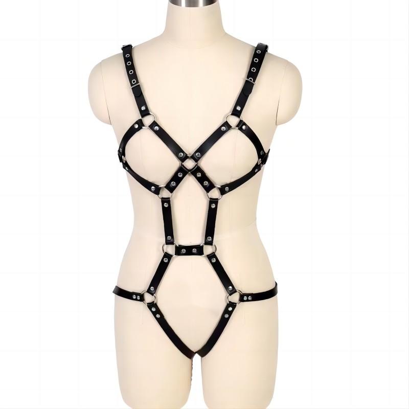 Sexy Bondage Bra Garter Stocking Cage Belts Gothic Leather Harness Set Women Sexy Lingerie Erotic Thigh Suspenders Fetish