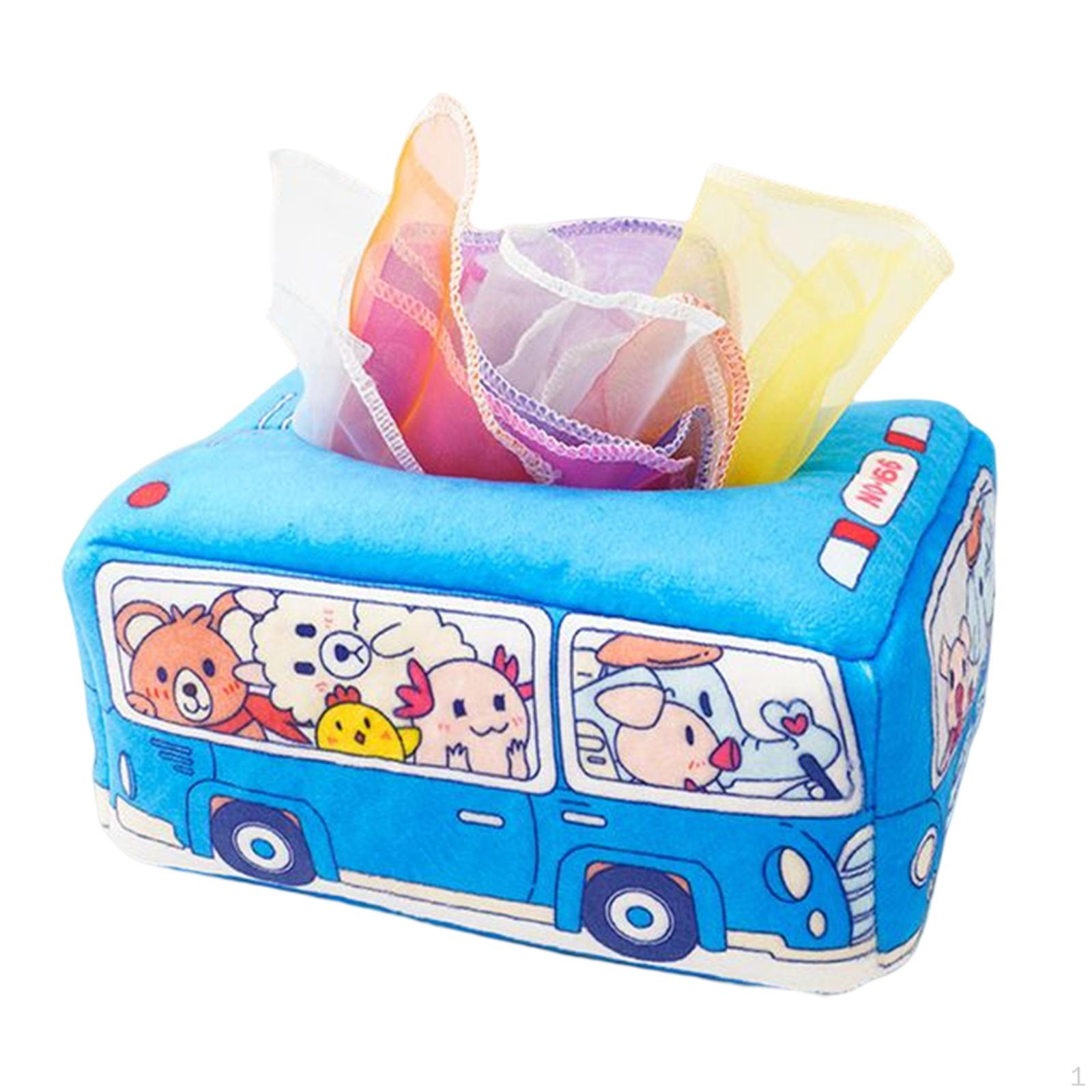 

Baby Tissue Box Bath Drawer with 10 Hand Towels Crinkle Juggling Play Paper Busy Pull синій