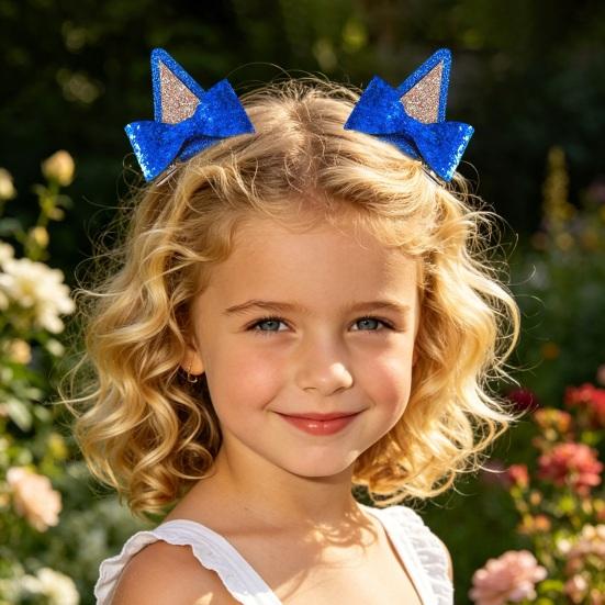 Girl Hairpin Spring Clip Bottom 3D Cat Dog Ear Shape Hair Clip Kids Boys Girls Bow Embellishment Animal Role Play Hair Accessory