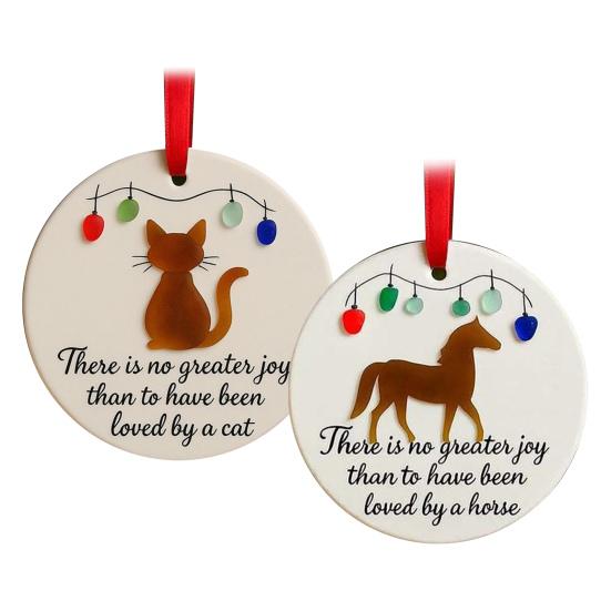 Sea Glass Art Animal Ornament Handmade Hanging Sea Glass Dog/Cat/Horse Ornament for Christmas Tree Coastal Home Decor Pet Memorial Gift for Pet Lovers