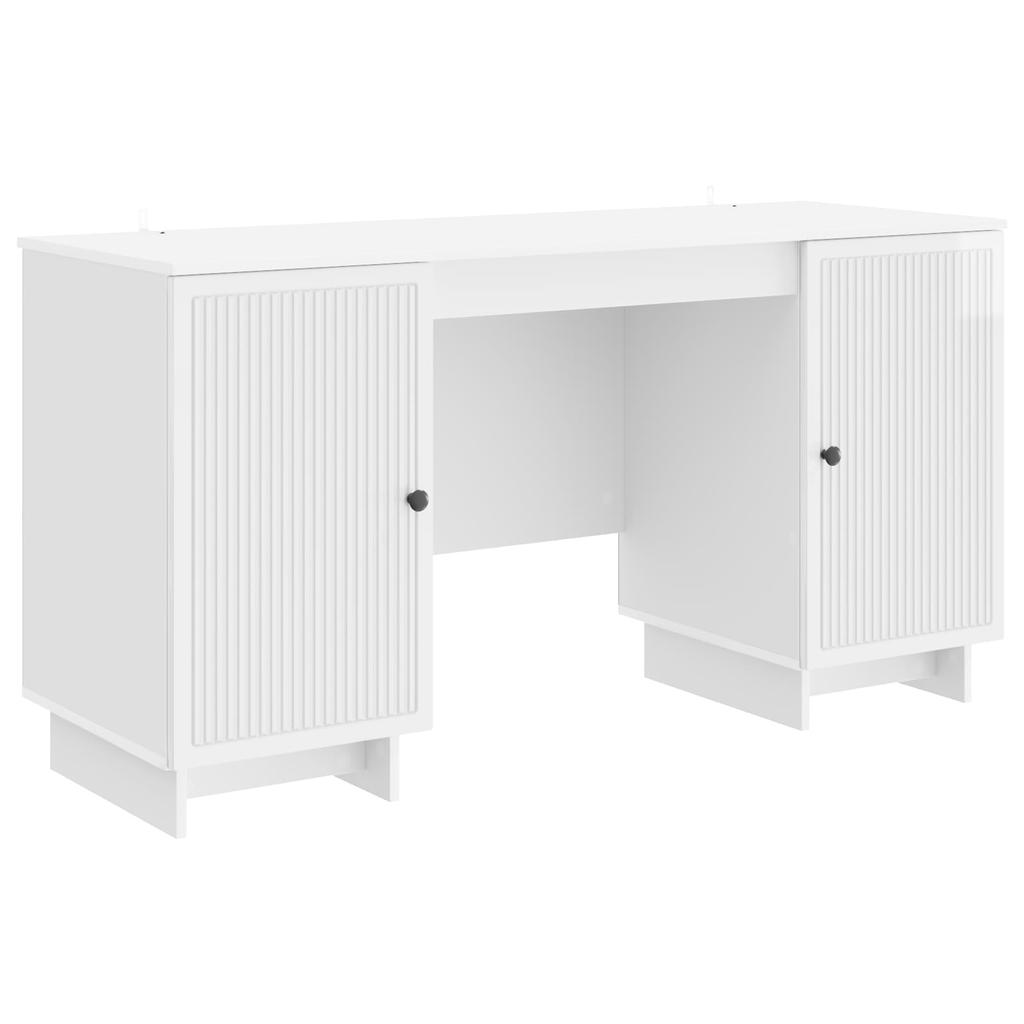 Glossy White Wooden Desk 142.5 X 50 X 75 Cm