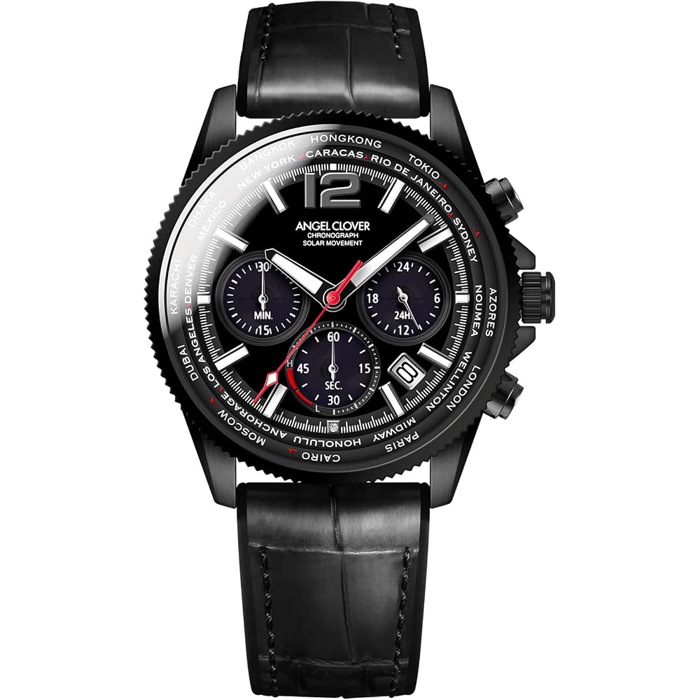 [ANGEL CLOVER] Angel Clover Watch Mondo Solar MOS42BBK-BK Black Dial Mens [Genuine]
