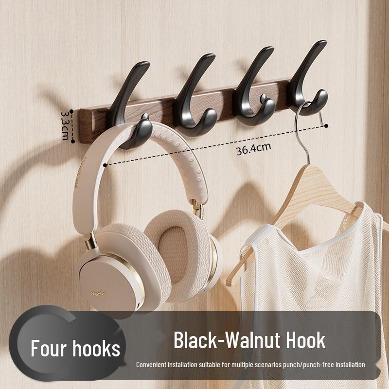 Off-White Walnut No-Punch Wall-Mounted Coat & Hat Rack