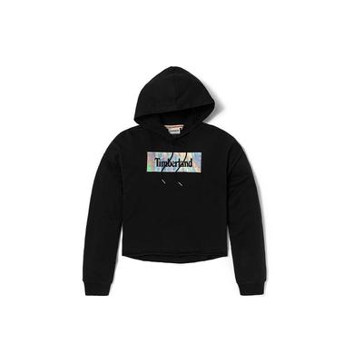 Linear Logo Print Loose Fit Sports Hoodie Women Hoodies Black A25FZ-001