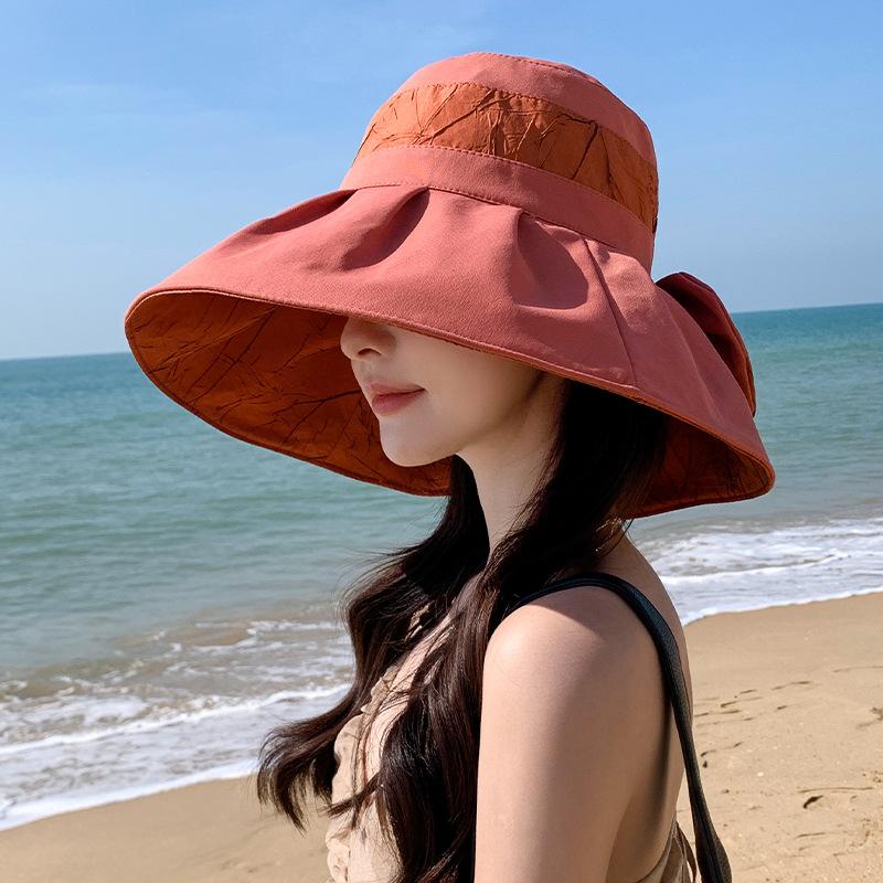 Outdoor Versatile Splicing Bow with Big Brim Covering The Face Sun Hat Sun Hat Women Sun Protection Summer UV Protection