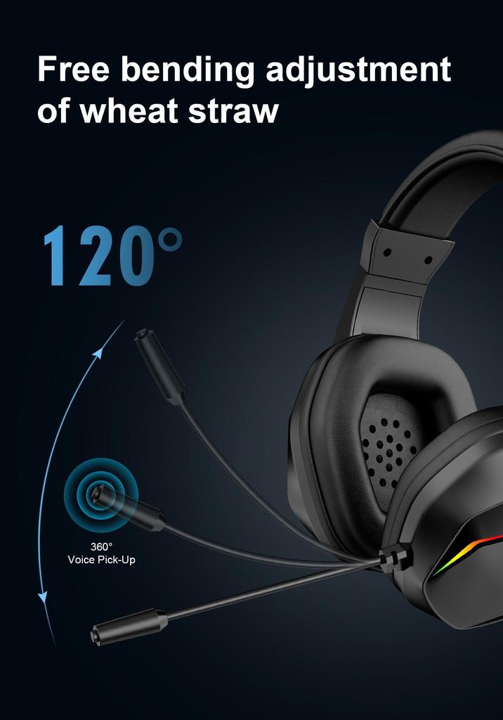 2.4G Bluetooth Luminous Gaming Headset with USB Wireless Transmitter - Low Latency Esports Audio.