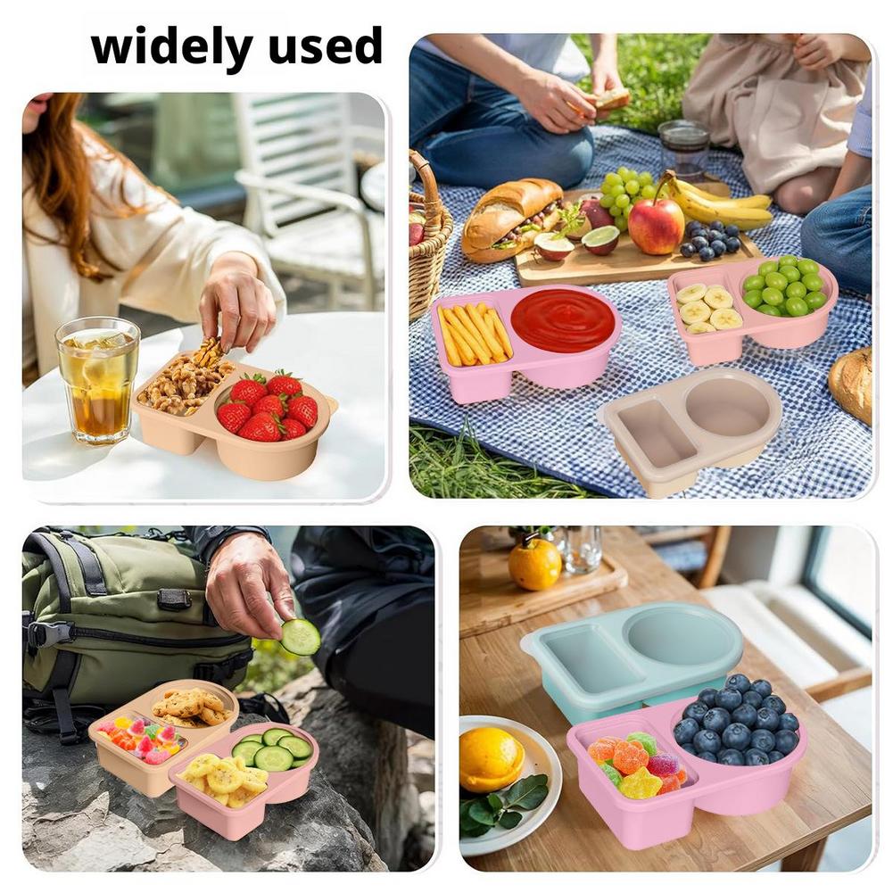 Silikon-Tauchbox Wiederverwendbare Snackbehälter mit Deckeln Silikon-Kinder-Lebensmittelaufbewahrungsbehälter Lunchbox Salatdressing Picknick