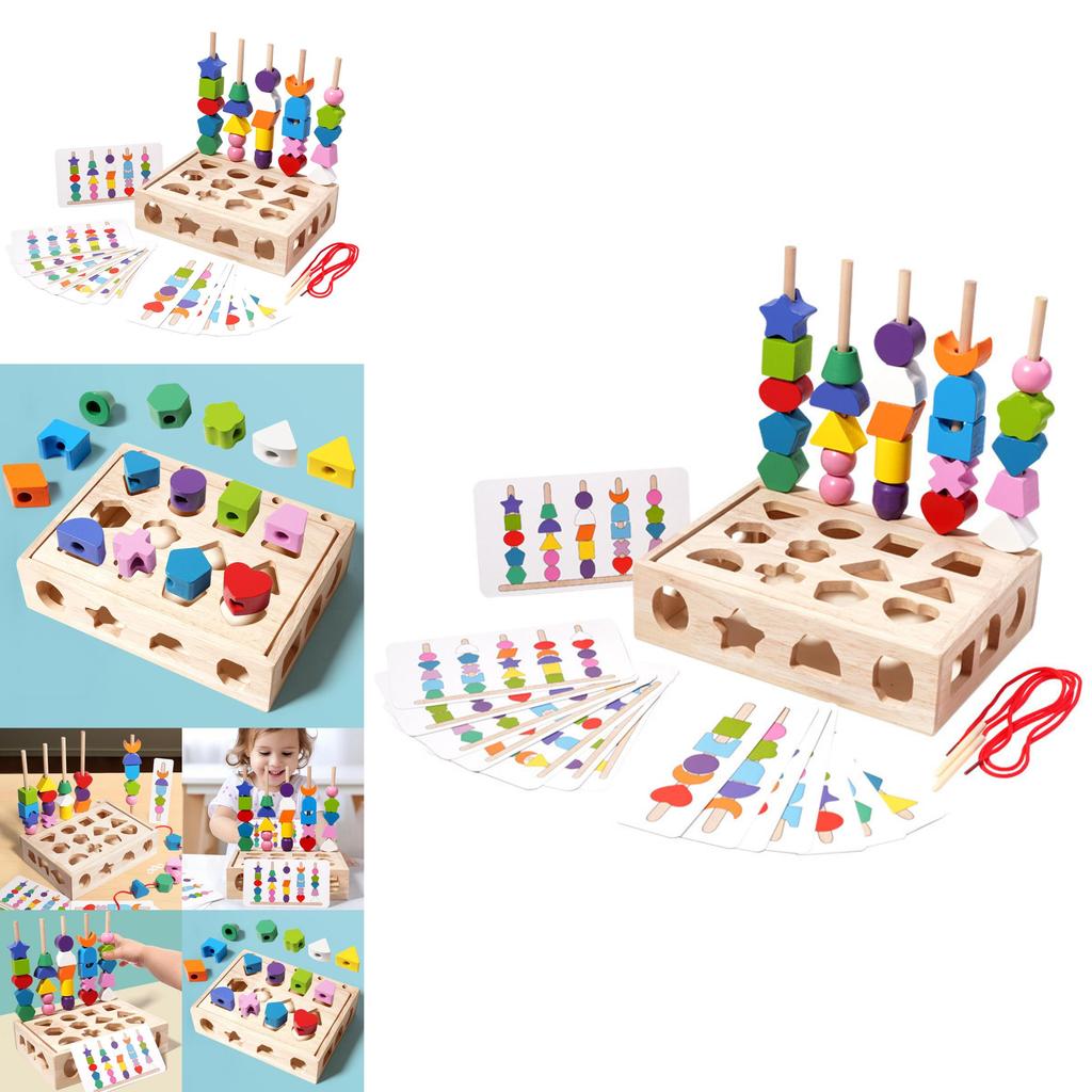 Wooden Shape Matching Building Blocks With Sensory Play For Toddlers