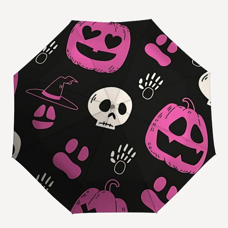 

1pc Halloween Pumpkins Automatic Open/Close Umbrella with Windproof, Functional Design, 8-Rib Sturdy Canopy