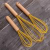 Baking Home Wooden Handle Manual Silicone Cream Stirring Frother Whisk Mixer Blender Egg Beater