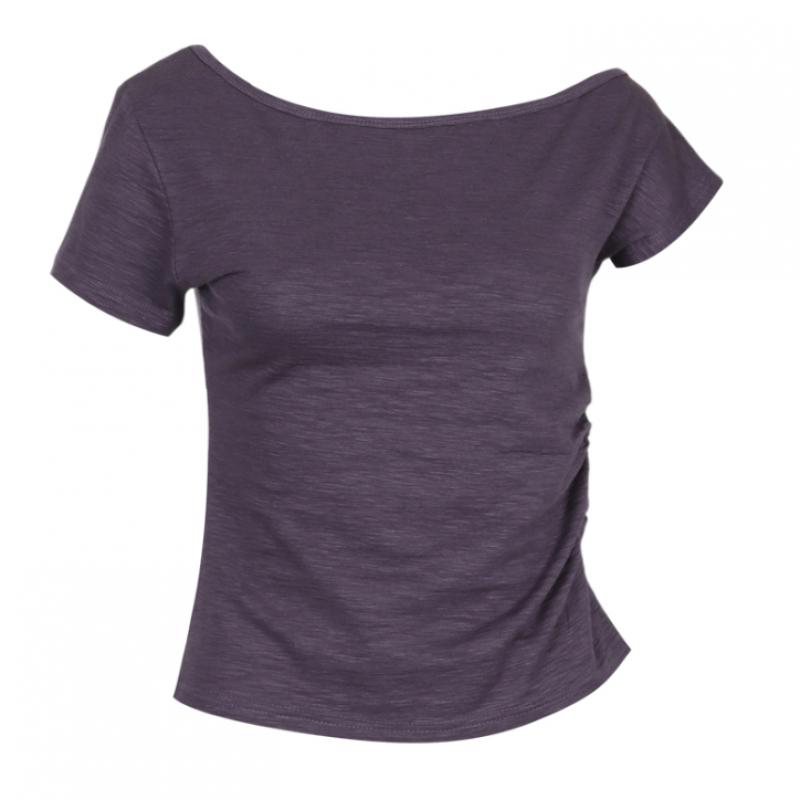 Shop   Women BoaT Neck Side Banding Unbalanced ShorT Sleeve T shirT Dai Wsh 2134