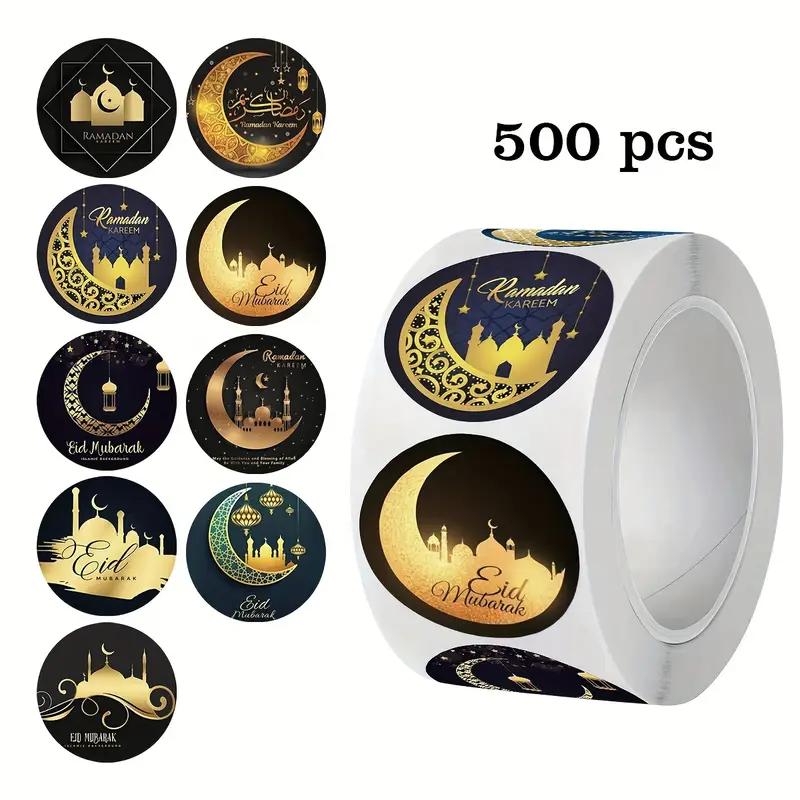 500/1500pcs Eid Mubarak Celebration Stickers, Ramadan Stickers, Islamic Festival Decorations, Muslim Holiday Labels,Ramadan Party Supplies