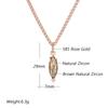 Rhombus Brown Natural Zircon Pendant Necklace For Women Fashion  Rose Gold Color Vintage Party Fine Daily Jewelry