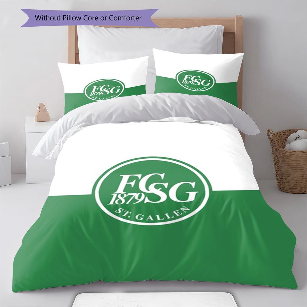 FC St. Gallen Pattern Bedding Set Quilt Cover Pillowcase Home Decor Gift (1 * duvet cover + 2 * pillowcase, without core)