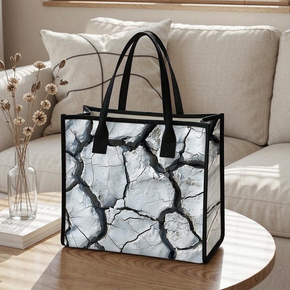 Cracked Pattern Tote Bag Fashion Casual Large Capacity Daily Shoulder Handbag
