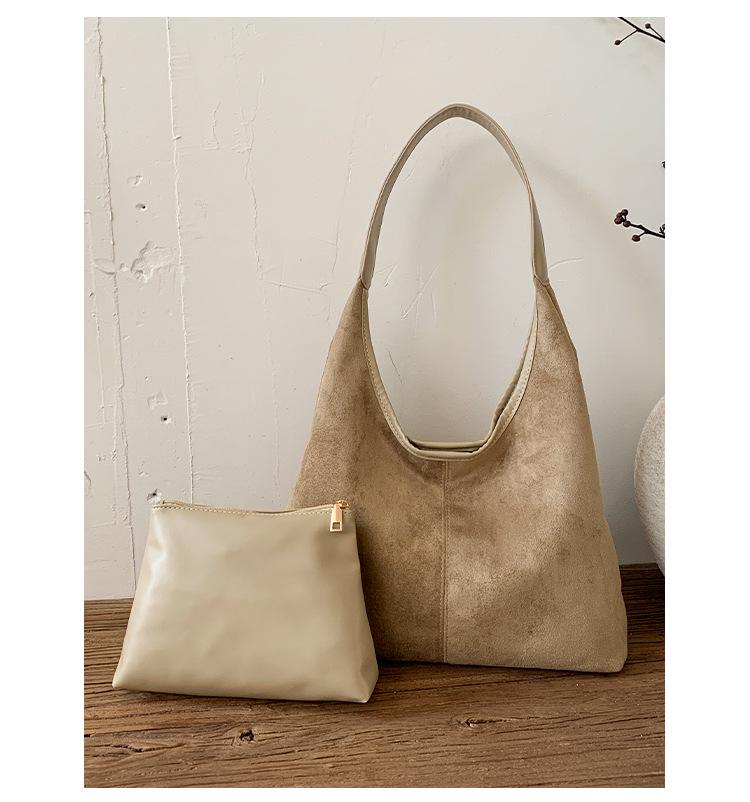 Women's Large Capacity Suede Leather Tote - 2024 Casual Autumn/Winter Shoulder Bucket Bag