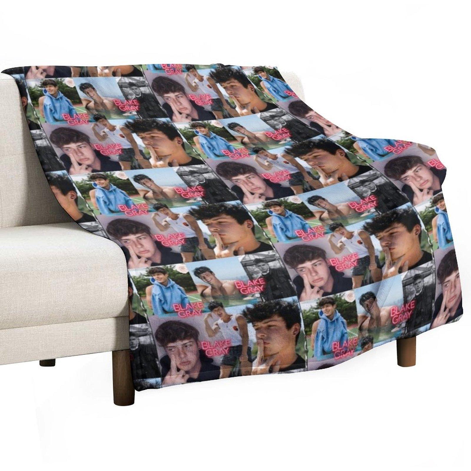Blake Gray Collage Throw Blanket Luxury Thicken Fashion Sofas Cute Plaid Designers Blankets 30x40in