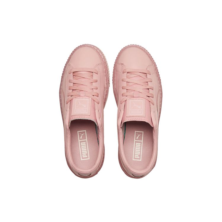 Puma Basket Platform Core Synthetic Leather Top Grain Cowhide Wear-Resistant Lightweight Low-Top Sneakers Women Sneakers Crystal-Pink 364040-09