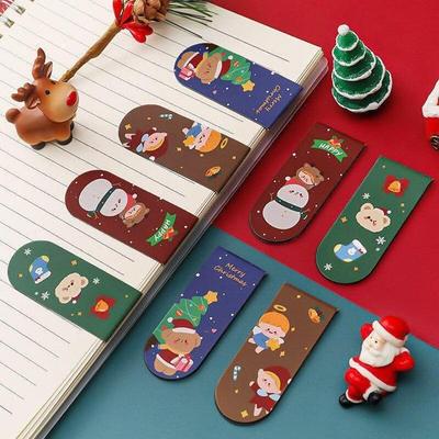 1 buc Semn de carte magnetic de desene animate Drăguț Rechizite de birou Kawai Crăciun Cadou pentru profesor Pagina de carte de hârtie