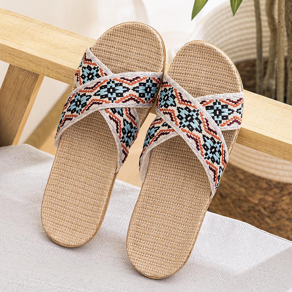 Four Seasons Women's Linen Deodorant Anti-slip Indoor/Outdoor Silent Slippers