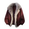 Giacca Piumino da Uomo con Cappuccio e Bordatura in Pelliccia Sintetica Colore Unico Cappotto Invernale