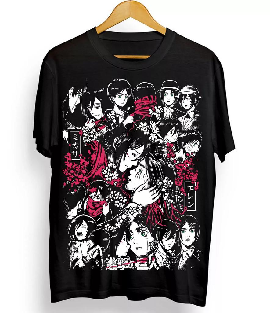 Attack Titans Mikasa Eren and Mikasa T-Shirt Girls Anime AOT Shirt T-Shirt Men's T-Shirt Summer New Men's and Women's Streetwear