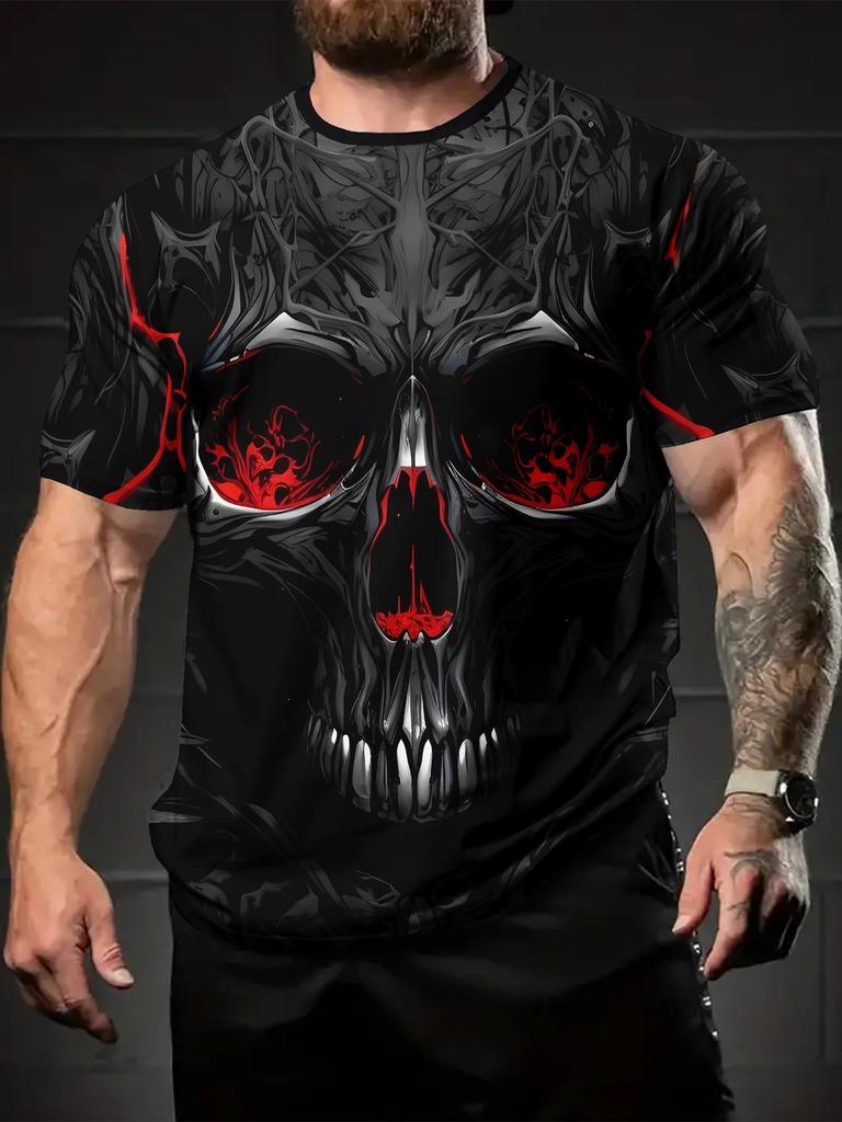 Men's Short Sleeve Tee 3D Skull Print Tops Crew Neck T-Shirts Summer Oversized T-Shirt Hip Hop T-Shirts for Men Luxury T-Shirt