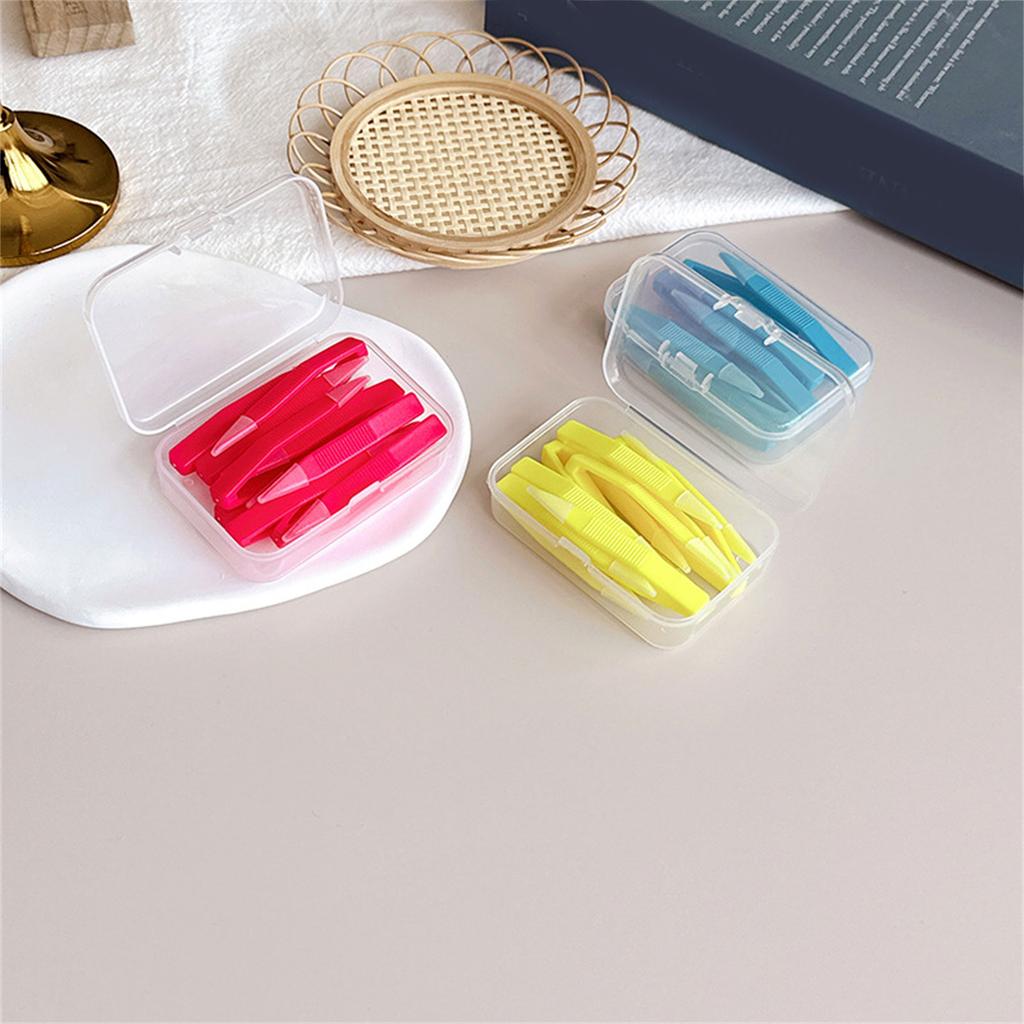 Pack Of 10 Contact Lenses Wearing Tool Lens Remover Tweezers with Storage Compartment for Everyday Travel Use