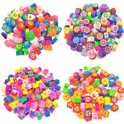 Pour la fabrication de bijoux Argile tendre Perles d'espacement Argile Perles colorées 10 pièces Bracelet DIY Fleur Étoile Accessoires de bijoux Perles rondes Faits à la main Nouveaux Accessoires